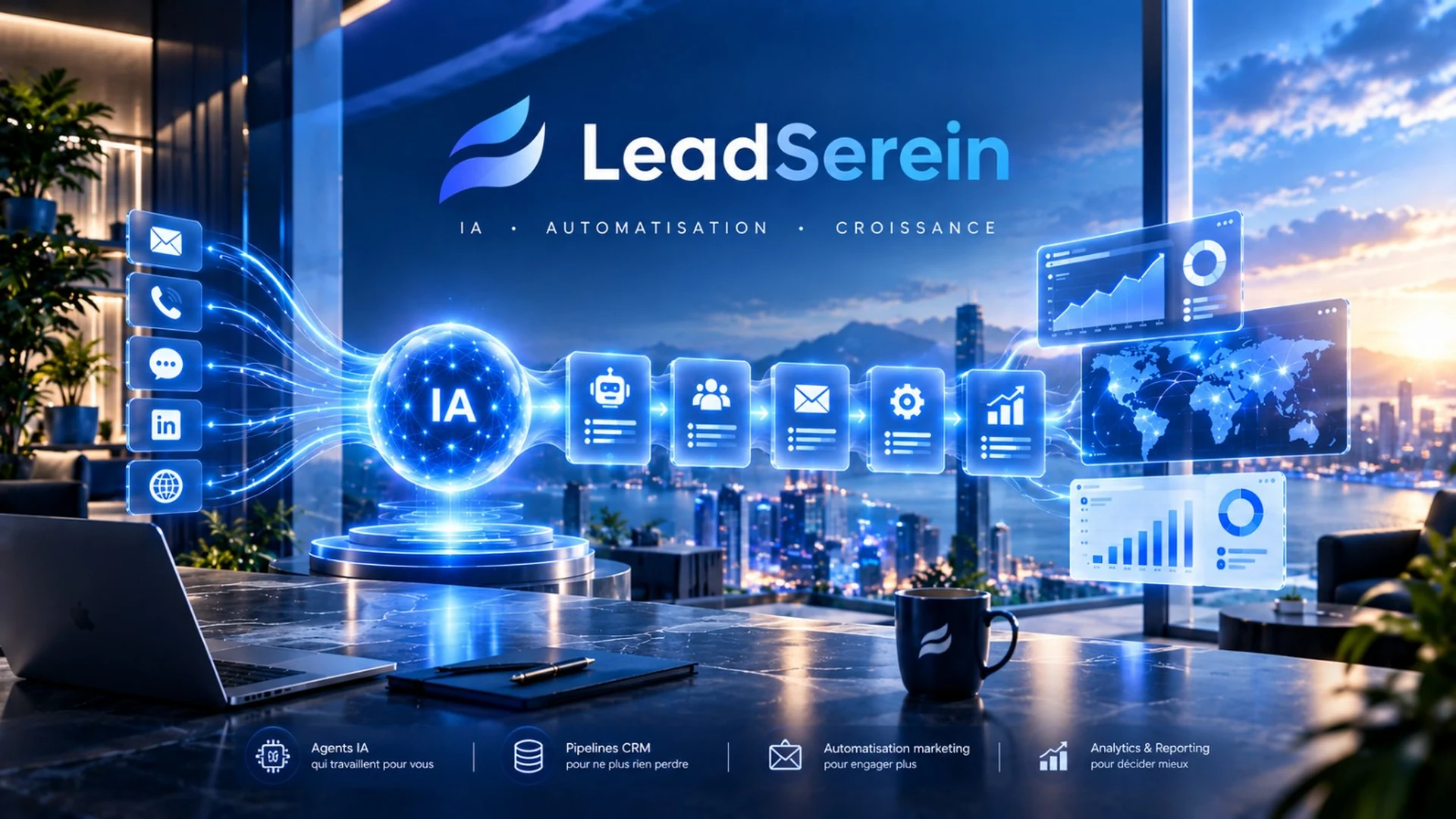 LeadSerein : IA, automatisation, CRM et analyse de croissance.